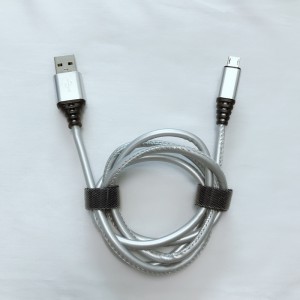 PU кожа бързо зареждащ се кръгъл USB кабел за микро USB, тип C, iPhone светкавично зареждане и синхронизация