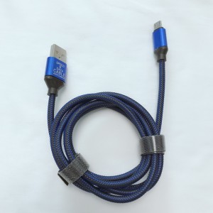 Рибена мрежа проводник сплетен зарядно кръгъл алуминиев корпус USB кабел за микро USB, тип C, iPhone светкавично зареждане и синхронизация