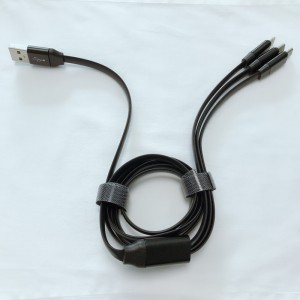 3 IN 1 TPE кабел Зареждане плосък алуминиев корпус USB 2.0 Micro до мълния Тип C micro USB кабел за данни