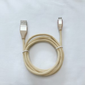 Цветен сплетен кабел за данни Бързо зареждане кръгъл алуминиев корпус USB кабел за микро USB, тип C, iPhone светкавично зареждане и синхронизация