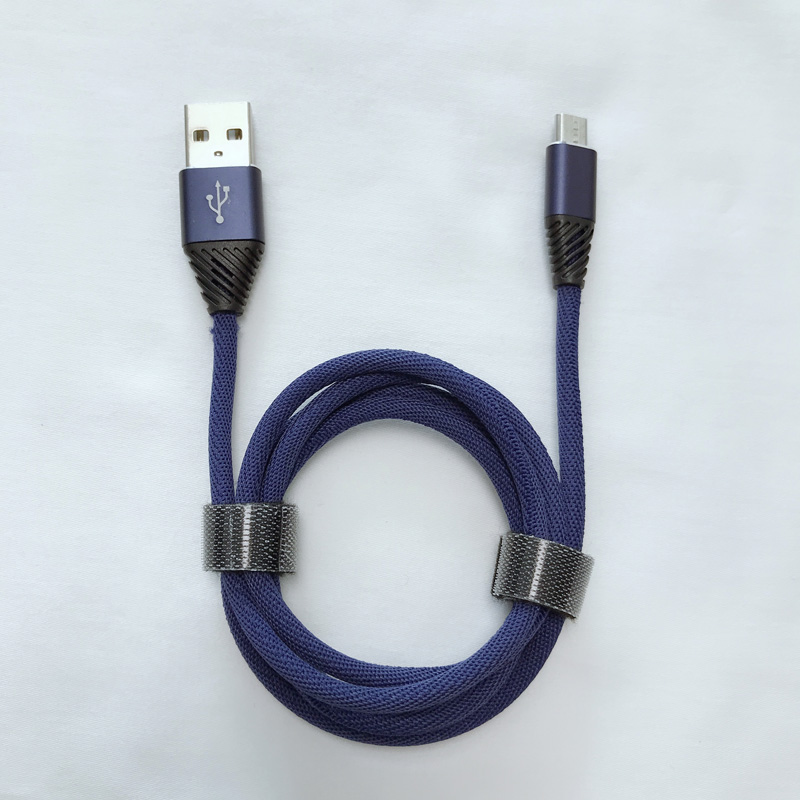 Плетено бързо зарядно кръгло алуминиево жилище Flex огъване на USB кабел за данни за микро USB, тип C, iPhone светкавичен заряд и синхронизация
