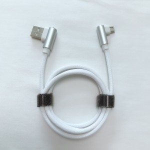 Двоен прав ъгъл сплетен бързо зарядно кръгло алуминиево жилище USB кабел за данни за микро USB, тип C, iPhone светкавичен заряд и синхронизация